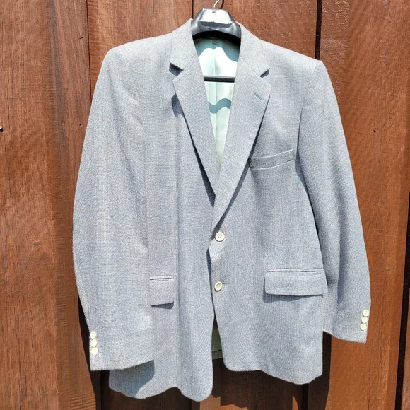 Men's Vtg Sportcoat Blazer Blue Tweed Garrison Park - Picture 9 of 9